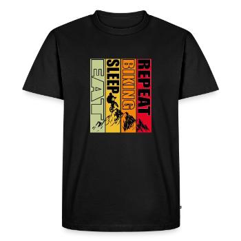 Eat sleep biking repeat - T-shirt Premium bio Homme - noir - Devant - Nico (187cm)