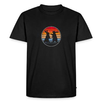 Drôle Rétro Vintage 60s 70s Sunset Rabbit Mammal - T-shirt Premium bio Homme - noir - Devant - Nico (187cm)