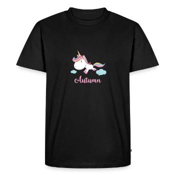 AUTUMN Pink Unicorn Novelty - Men's Premium Organic T-Shirt - black - Front - Nico (187cm)