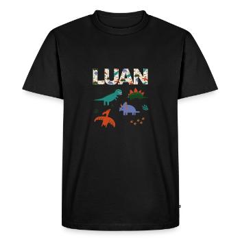 LUAN - Beautiful boy name with cute dinosaurs - Men's Premium Organic T-Shirt - black - Front - Nico (187cm)