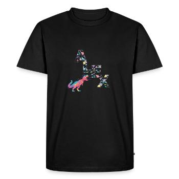 ALEX - Beautiful boy name with cute dinosaurs - Men's Premium Organic T-Shirt - black - Front - Nico (187cm)