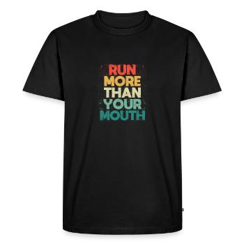 Fun running motivation Runners run more than yours - Men's Premium Organic T-Shirt - black - Front - Nico (187cm)