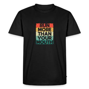 Run More Than Your Mouth Funny Running Motivating - Men's Premium Organic T-Shirt - black - Front - Nico (187cm)