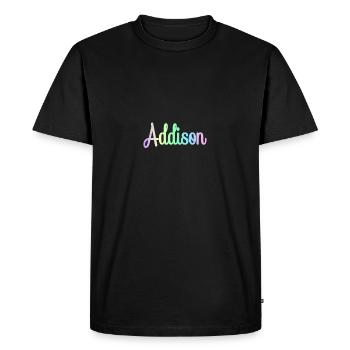 ADDISON Rainbow Minimalist Cursive - Men's Premium Organic T-Shirt - black - Front - Nico (187cm)