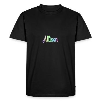 ALLISON Rainbow Cursive minimaliste - T-shirt Premium bio Homme - noir - Devant - Nico (187cm)