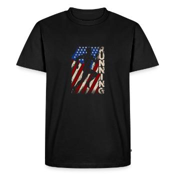 USA Runners Vintage Patriotic Runners Run - Men's Premium Organic T-Shirt - black - Front - Nico (187cm)