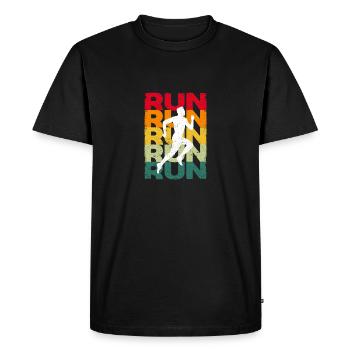 Running Retro Vintage Running Funny Jogging Runner - Men's Premium Organic T-Shirt - black - Front - Nico (187cm)