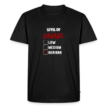 Niveau de Sauvage: ADRIANA Checkmark Novelty Custom - T-shirt Premium bio Homme - noir - Devant - Nico (187cm)