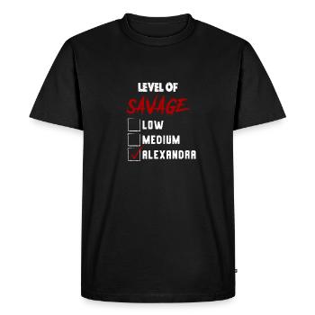 Niveau de Sauvage: ALEXANDRA Coche Nouveauté Custo - T-shirt Premium bio Homme - noir - Devant - Nico (187cm)