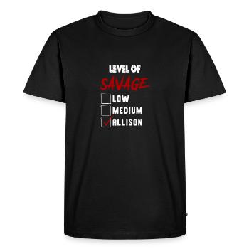 Niveau de Savage: ALLISON Checkmark Novelty Custom - T-shirt Premium bio Homme - noir - Devant - Nico (187cm)
