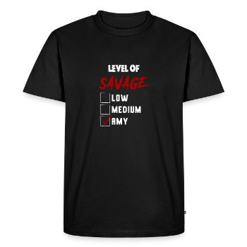 Niveau de Savage: AMY Checkmark Nom personnalisé de la nouveauté - T-shirt Premium bio Homme - noir - Devant - Nico (187cm)