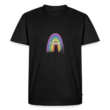 ARIA Rainbow Cursive - Men's Premium Organic T-Shirt - black - Front - Nico (187cm)