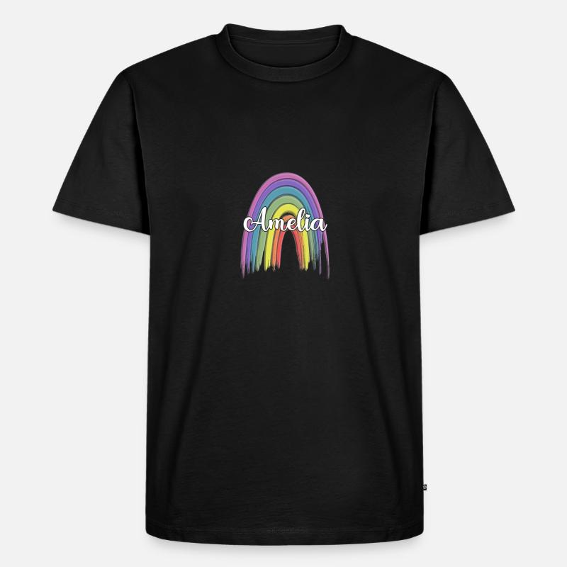 AMELIA Rainbow Cursive - Männer Premium Bio T-Shirt - Schwarz