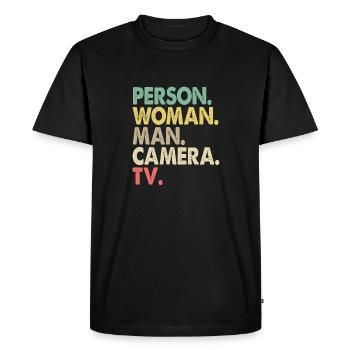 Vintage Person Woman Man Camera TV Political - Men's Premium Organic T-Shirt - black - Front - Nico (187cm)