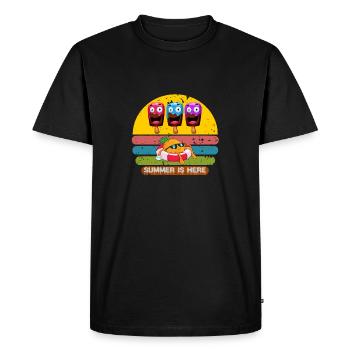 L’été est là - T-shirt Premium bio Homme - noir - Devant - Nico (187cm)