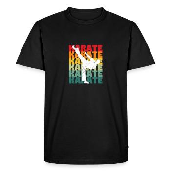 Retro Vintage Karate Silhouette 70s 80s - Men's Premium Organic T-Shirt - black - Front - Nico (187cm)