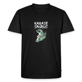 Trex Karaté Drôle De Dinosaure Arts Martiaux - T-shirt Premium bio Homme - noir - Devant - Nico (187cm)