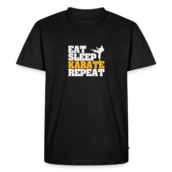 Manger le sommeil Karaté Répéter drôle Arts Martiaux - T-shirt Premium bio Homme - noir - Devant - Nico (187cm)