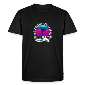She is Beauty She is Grace Funny Karate - Men's Premium Organic T-Shirt - black - Front - Nico (187cm)
