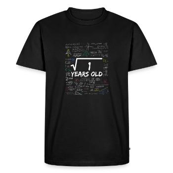 Racine carrée de 1 1er anniversaire mathématique amusant - T-shirt Premium bio Homme - noir - Devant - Nico (187cm)