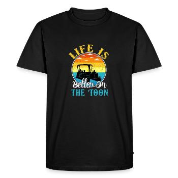 Life Is Better On The Toon Lake Boating Summer - Men's Premium Organic T-Shirt - black - Front - Nico (187cm)
