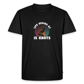 Life starts with 15 knots kiteboarding - Men's Premium Organic T-Shirt - black - Front - Nico (187cm)