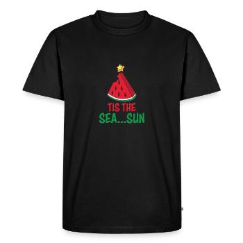 Drôle d’été Plage Vacances Melon d’eau Noël - T-shirt Premium bio Homme - noir - Devant - Nico (187cm)