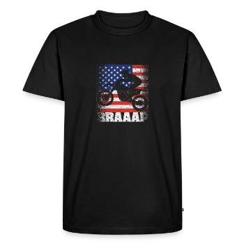 Braaap Vintage USA American Flag Dirt Bike - Men's Premium Organic T-Shirt - black - Front - Nico (187cm)