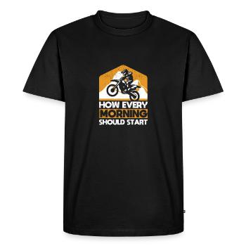 Drôle de Dirtbike Motocross MX Comme tous les matins - T-shirt Premium bio Homme - noir - Devant - Nico (187cm)
