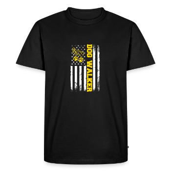 Dog WalkerDog Walking Dog Lover American Flag Dog - Men's Premium Organic T-Shirt - black - Front - Nico (187cm)