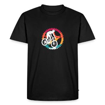 Équipement de VÉLO DE MONTAGNE Rétro Vintage VTT Vélo - T-shirt Premium bio Homme - noir - Devant - Nico (187cm)