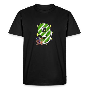 9 ans Dino American Football 9ème jour B - T-shirt Premium bio Homme - noir - Devant - Nico (187cm)