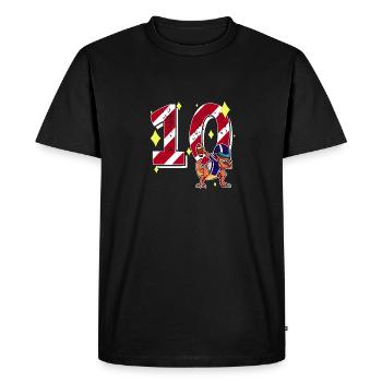 10 ans Dinosaure Football Américain 10ème B-day - T-shirt Premium bio Homme - noir - Devant - Nico (187cm)