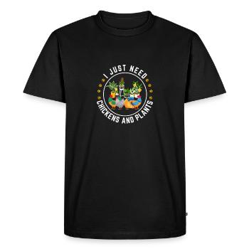 J’ai juste besoin de poulets et de plantes Poulet Plover Pla - T-shirt Premium bio Homme - noir - Devant - Nico (187cm)