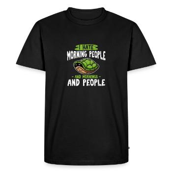 Je déteste les gens du matin Drôle d’amoureux des tortues de mer Torto - T-shirt Premium bio Homme - noir - Devant - Nico (187cm)