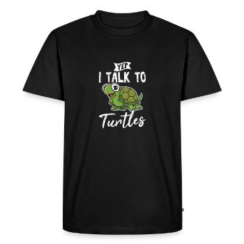 Oui, je parle aux tortues drôles d’amoureux des tortues de mer Océan - T-shirt Premium bio Homme - noir - Devant - Nico (187cm)