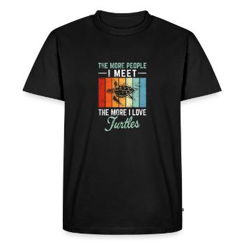 The More People I Meet The More I Love Turtles Sea - Men's Premium Organic T-Shirt - black - Front - Nico (187cm)