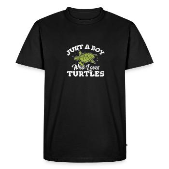 Juste un garçon qui aime les tortues Drôle d’amoureux des tortues Oc - T-shirt Premium bio Homme - noir - Devant - Nico (187cm)