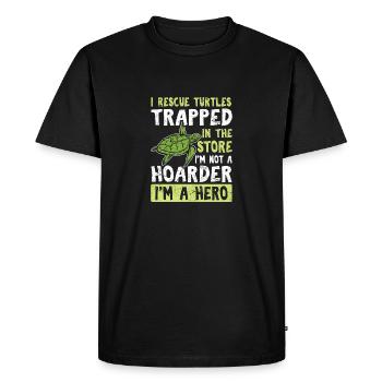I Rescue Turtles Trapped In The Store Funny Sea Tu - Men's Premium Organic T-Shirt - black - Front - Nico (187cm)