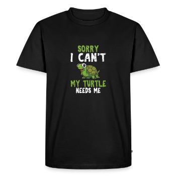 Désolé je ne peux pas Ma tortue a besoin de moi Drôle de tortue de mer - T-shirt Premium bio Homme - noir - Devant - Nico (187cm)