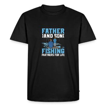Père et fils Partenaires de pêche pour la vie Papa Angl - T-shirt Premium bio Homme - noir - Devant - Nico (187cm)