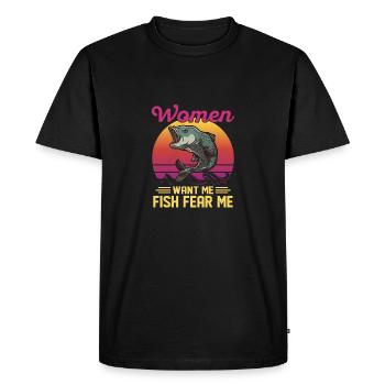 Les femmes me veulent poisson craignent-moi pêcheur pêcheur - T-shirt Premium bio Homme - noir - Devant - Nico (187cm)