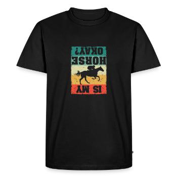 Drôle de chevaux de retour en train de tomber du cavalier est mon - T-shirt Premium bio Homme - noir - Devant - Nico (187cm)