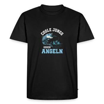 Cool guys go fishing Fisherman Angler - Men's Premium Organic T-Shirt - black - Front - Nico (187cm)
