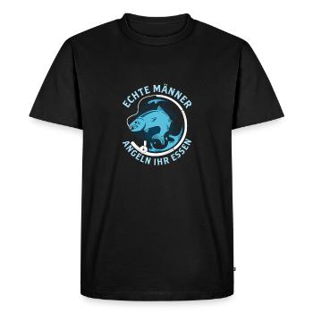 De vrais hommes pêchent leur nourriture Pêcheur Pêcheur Pêcheur - T-shirt Premium bio Homme - noir - Devant - Nico (187cm)
