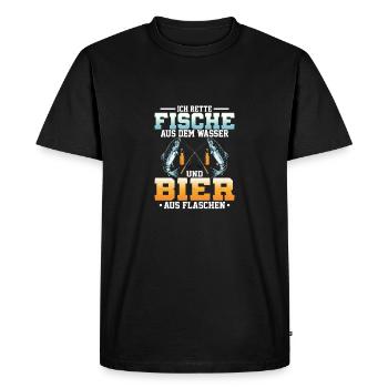 Je sauve des poissons de l’eau et des pêcheurs à la bière - T-shirt Premium bio Homme - noir - Devant - Nico (187cm)