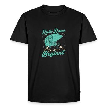 Rod out the fun begins Angler Fischer - Men's Premium Organic T-Shirt - black - Front - Nico (187cm)