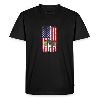 Plantes mignonnes Drapeau américain Drôle d’amoureux des plantes Succul - T-shirt Premium bio Homme - noir - Devant - Nico (187cm)
