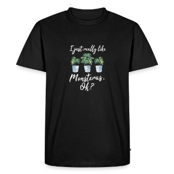 I Just Really Like Monsteras Ok Funny Plant Lover - Men's Premium Organic T-Shirt - black - Front - Nico (187cm)