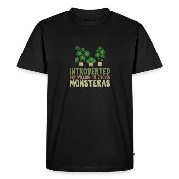 Introverted But Willing To Discuss Monsteras Monst - Men's Premium Organic T-Shirt - black - Front - Nico (187cm)